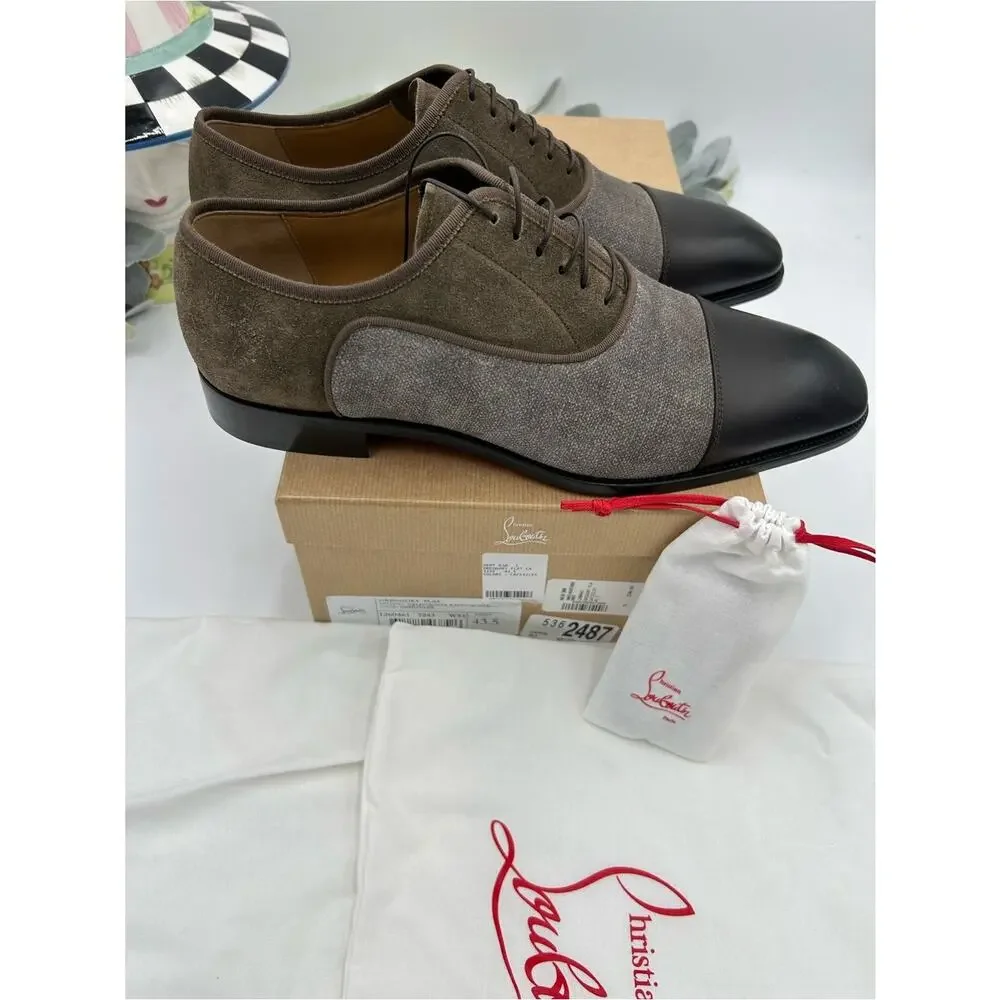 Men's Christian Louboutin Gregory velvet Twill and Leather Oxford's size 43.5